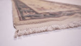 Oriental Rug Chinese Handmade Runner Traditional 2'6"x10'1" (3x10) Whites/Beige Green Open Field Floral Design #31760