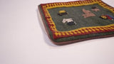 Persian Rug Gabbeh Handmade Pillow Tribal 1'5"x1'5" (1x1) Green Animals Open Design #35965