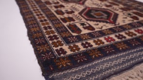 Persian Rug Baloch Handmade Area Tribal 2'10"x3'10" (3x4) Whites/Beige Blue Geometric Design #36053
