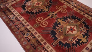 Oriental Rug Afghan Handmade Area Tribal 3'7"x4'10" (4x5) Red Open Field Geometric Design #36062