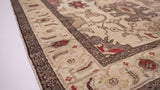 Oriental Rug Pakistani Handmade Area Transitional Tribal 4'4"x6'1" (4x6) Whites/Beige Geometric Heriz Design #36103