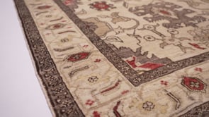 Oriental Rug Pakistani Handmade Area Transitional Tribal 4'4"x6'1" (4x6) Whites/Beige Geometric Heriz Design #36103