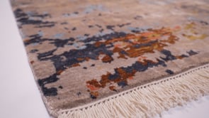 Oriental Rug Indian Handmade Area Modern 4'0"x6'1" (4x6) Whites/Beige Multi-color Abstract Splatter Design #36121