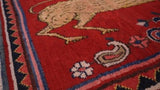 Persian Rug Gabbeh Handmade Area Tribal 5'5"x6'9" (5x7) Red Yellow/Gold Pictorial Design #18900
