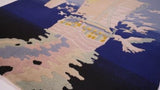 Oriental Rug Chinese Handmade Area Transitional 4'1"x5'9" (4x6) Blue Carved Pictorial Design #31921