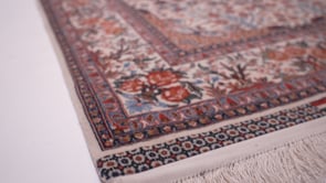 Persian Rug Isfahan Handmade Area Traditional 3'6"x5'3" (4x5) Whites/Beige Floral Design #35039