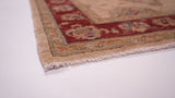 Oriental Rug Pakistani Handmade Area Transitional 3'4"x6'5" (3x6) Red Whites/Beige Oushak Design #35415