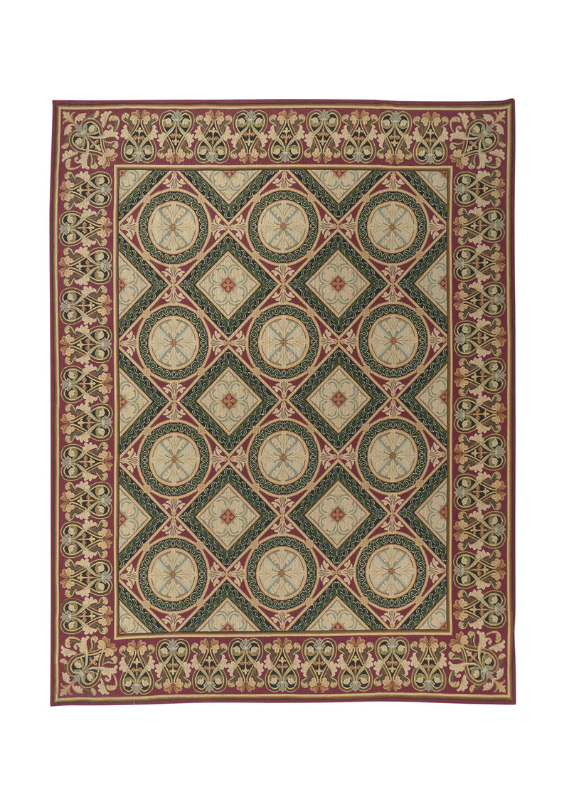 16476 Oriental Rug Chinese Handmade Area Traditional 7'8'' x 9'6'' -8x10- Green Red Tapestry Design
