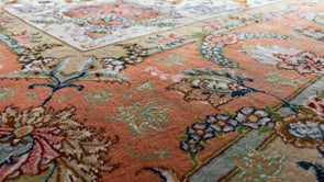 Persian Rug Tabriz Handmade Area Traditional 6'7"x9'9" (7x10) Whites/Beige Orange Naghsh Floral Design #30423