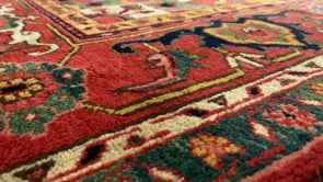 Persian Rug Heriz Handmade Area Tribal 6'6"x9'11" (7x10) Red Geometric Design #30663
