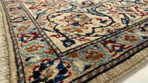 Persian Rug Nain Handmade Area Traditional 6'6"x9'4" (7x9) Whites/Beige Blue Floral Design #31610