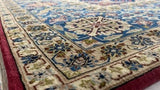 Persian Rug Isfahan Handmade Area Traditional 7'1"x10'8" (7x11) Red Blue Floral Design #33737