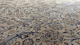 Persian Rug Nain Handmade Area Traditional 7'0"x10'1" (7x10) Whites/Beige Blue Floral Design #33585