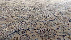 Persian Rug Nain Handmade Area Traditional 7'0"x10'1" (7x10) Whites/Beige Blue Floral Design #33585
