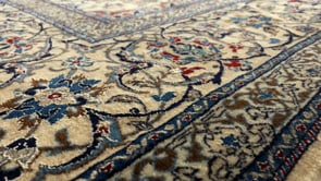 Persian Rug Nain Handmade Area Traditional 7'2"x10'11" (7x11) Whites/Beige Blue Floral Design #34415