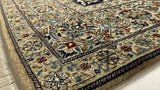 Persian Rug Nain Handmade Area Traditional 6'8"x10'4" (7x10) Whites/Beige Blue Floral Animals Design #34528