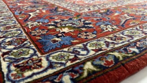 Persian Rug Isfahan Handmade Area Traditional 6'8"x10'1" (7x10) Red Whites/Beige Floral Design #35060