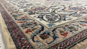 Persian Rug Nain Handmade Area Traditional 7'0"x11'2" (7x11) Blue Whites/Beige Floral Design #35061