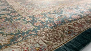 Persian Rug Qum Handmade Area Traditional Traditional 6'7"x9'8" (7x10) Green Floral Design #35142