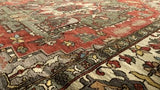 Oriental Rug Pakistani Handmade Area Transitional 6'1"x8'6" (6x9) Red Green Whites/Beige Heriz Design #35714