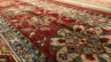 Oriental Rug Pakistani Handmade Area Tribal Transitional 5'7"x8'1" (6x8) Multi-color Red Stripes Design #35724