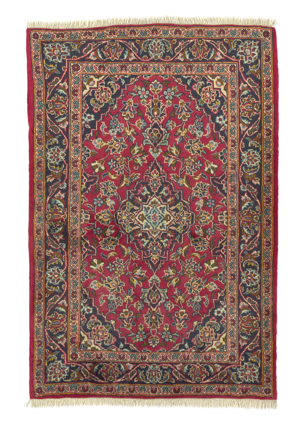 16592 Persian Rug Kashan Handmade Area Traditional 3'4'' x 5'1'' -3x5- Red Toranj Mehrab Floral Design