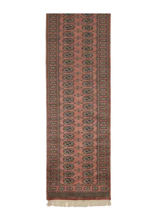 16762 Oriental Rug Pakistani Handmade Runner Tribal 2'6'' x 9'11'' -3x10- Pink Bokhara Elephant Foot Design