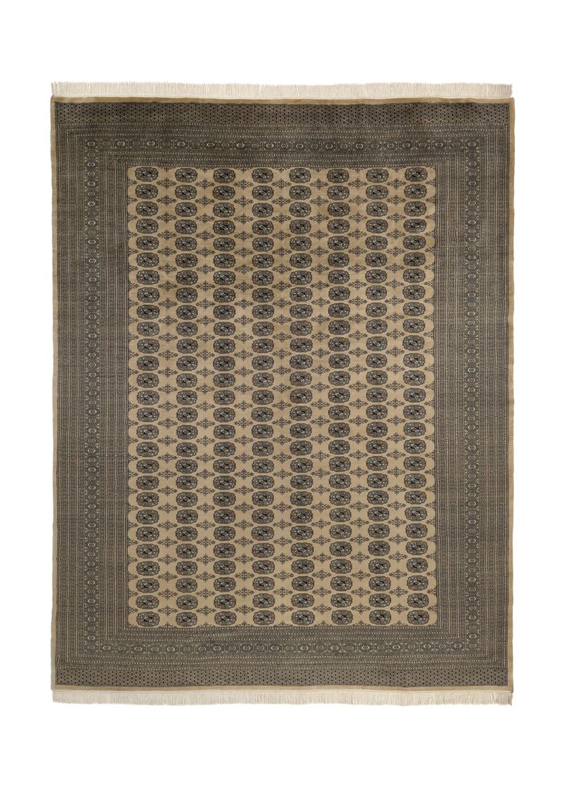 16766 Oriental Rug Pakistani Handmade Area Tribal 9'3'' x 11'11'' -9x12- Whites Beige Bokhara Elephant Foot Geometric Design