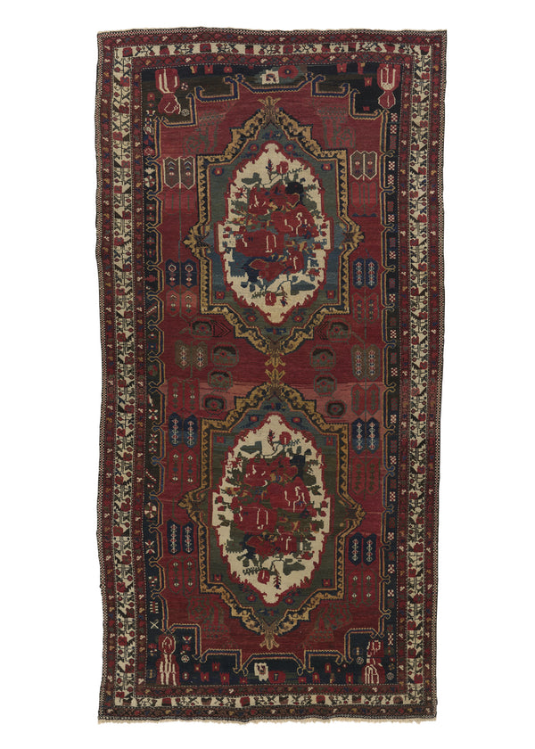 16944 Persian Rug Bakhtiari Handmade Area Antique Tribal 5'5'' x 10'9'' -5x11- Red Gol Farang Design