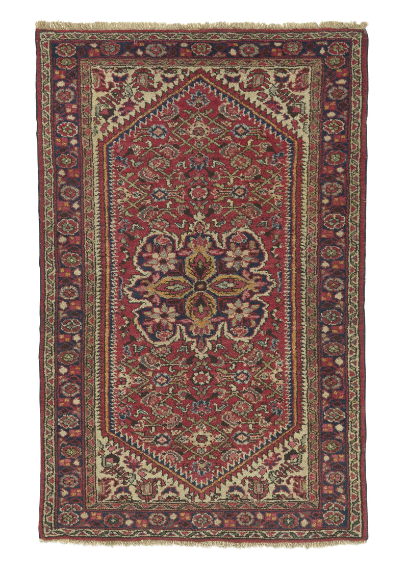 17006 Persian Rug Hamadan Handmade Area Runner Tribal 3'2'' x 5'2'' -3x5- Red Floral Design
