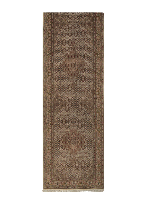 17115 Persian Rug Tabriz Handmade Runner Traditional 2'8'' x 11'6'' -3x12- Whites Beige Mahi Fish Design