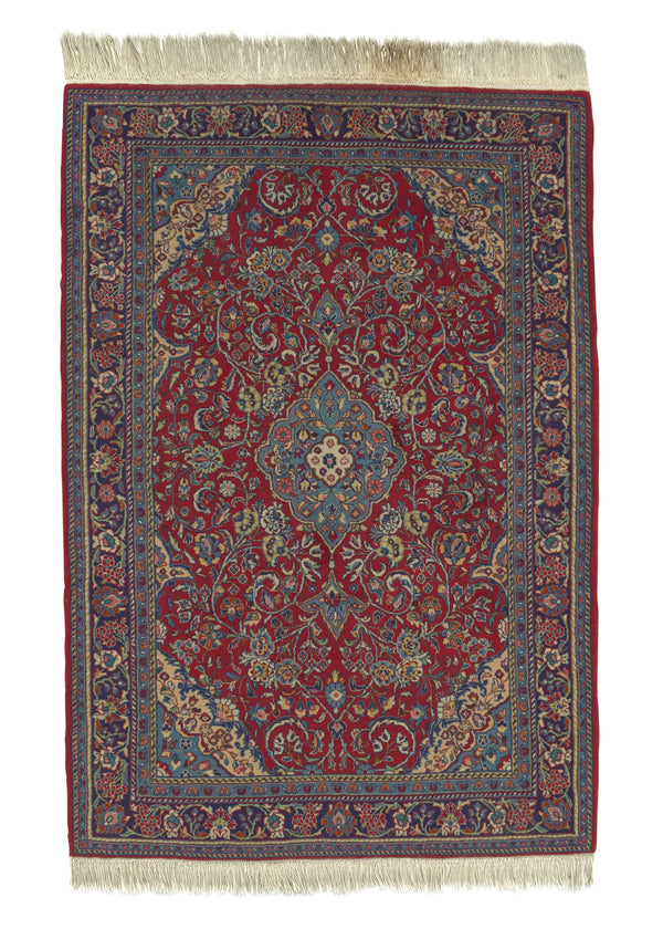 17135 Persian Rug Sarouk Handmade Area Traditional 3'6'' x 5'0'' -4x5- Red Blue Floral Design