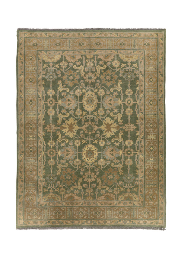 17236 Oriental Rug Egyptian Handmade Area Tribal 7'4'' x 9'6'' -7x10- Green Yellow Gold Geometric Design