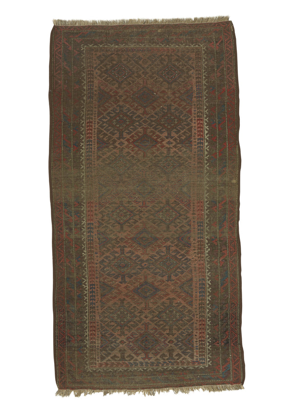 17404 Persian Rug Baloch Handmade Area Runner Antique Tribal 3'0'' x 6'6'' -3x7- Brown Geometric Design
