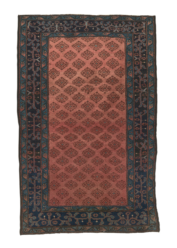 17440 Persian Rug Hamadan Handmade Area Tribal 3'7'' x 5'6'' -4x6- Pink Blue Geometric Design