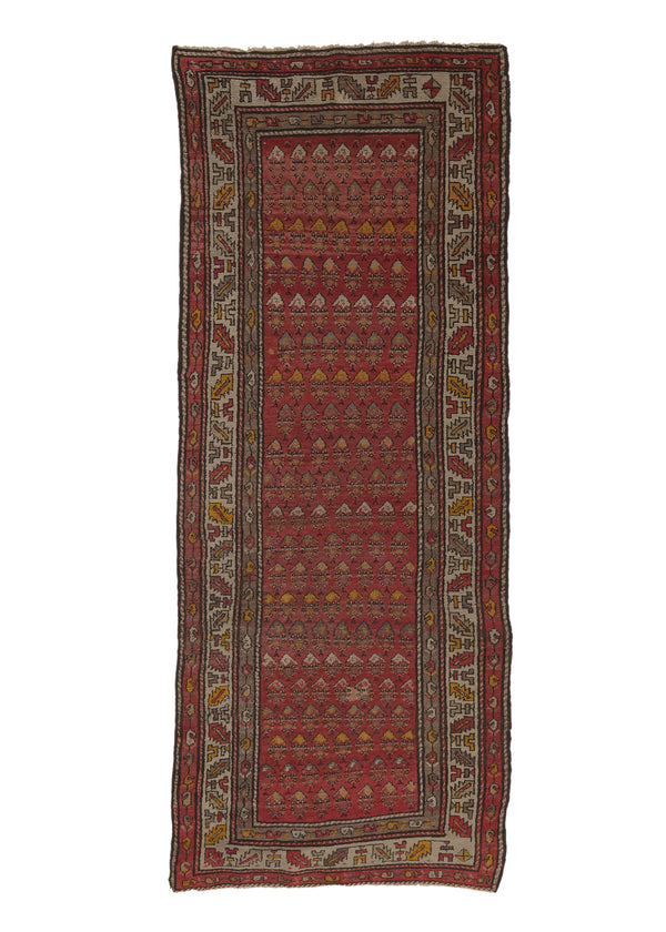 17443 Persian Rug Hamadan Handmade Area Antique Tribal 3'3'' x 7'10'' -3x8- Red Paisley Boteh Design
