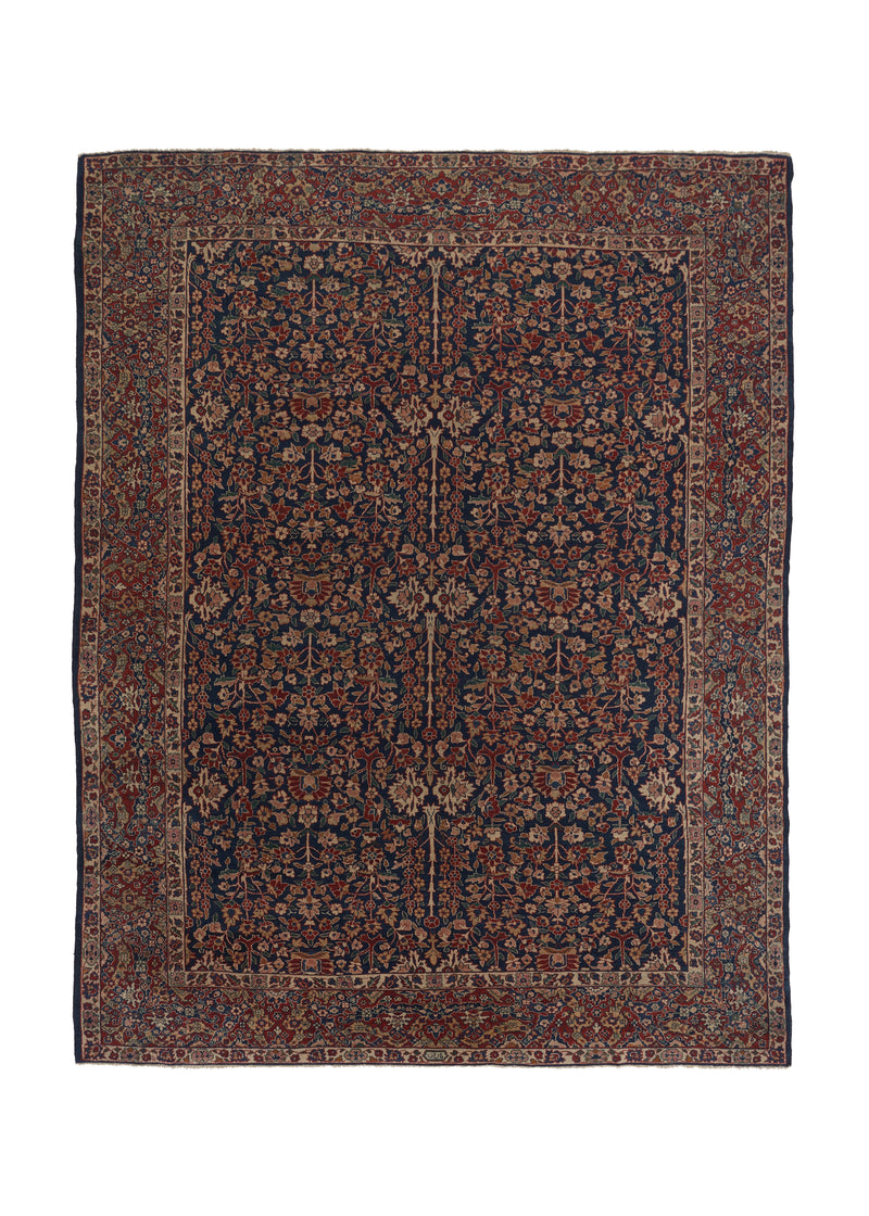 17499 Persian Rug Tabriz Handmade Area Traditional 9'2'' x 11'7'' -9x12- Blue Red Tree of Life Floral Design