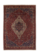 17635 Persian Rug Bakhtiari Handmade Area Tribal 8'7'' x 11'9'' -9x12- Red Blue Floral Design