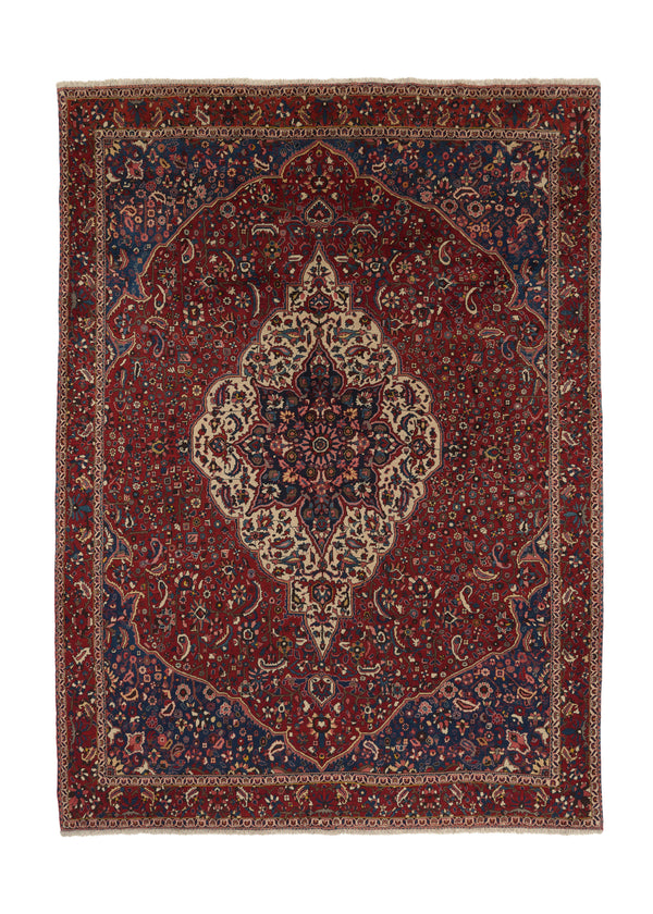 17635 Persian Rug Bakhtiari Handmade Area Tribal 8'7'' x 11'9'' -9x12- Red Blue Floral Design