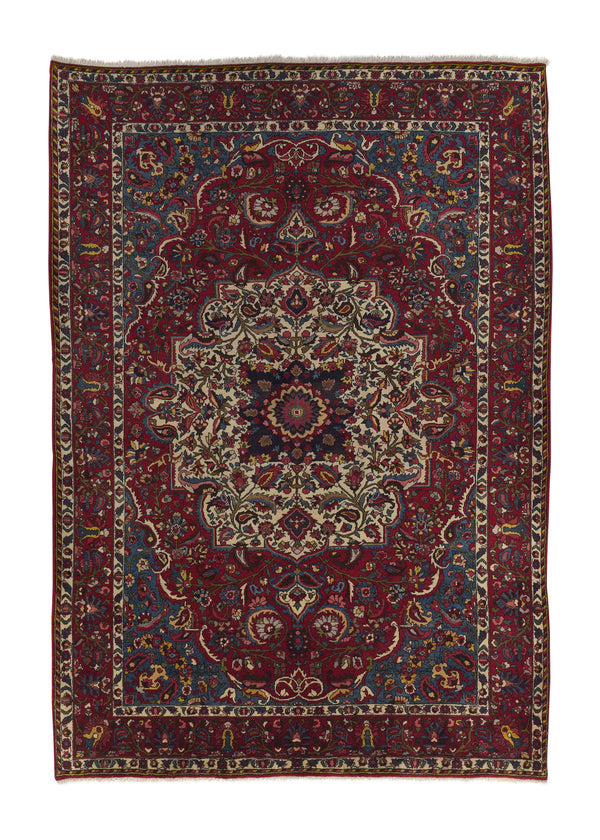 17645 Persian Rug Bakhtiari Handmade Area Tribal Vintage 7'2'' x 10'5'' -7x10- Red Floral Design