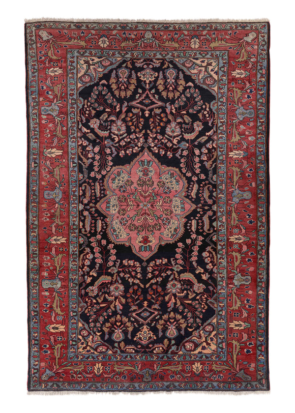 17656 Persian Rug Bakhtiari Handmade Area Tribal 6'10'' x 10'8'' -7x11- Red Blue Floral Design