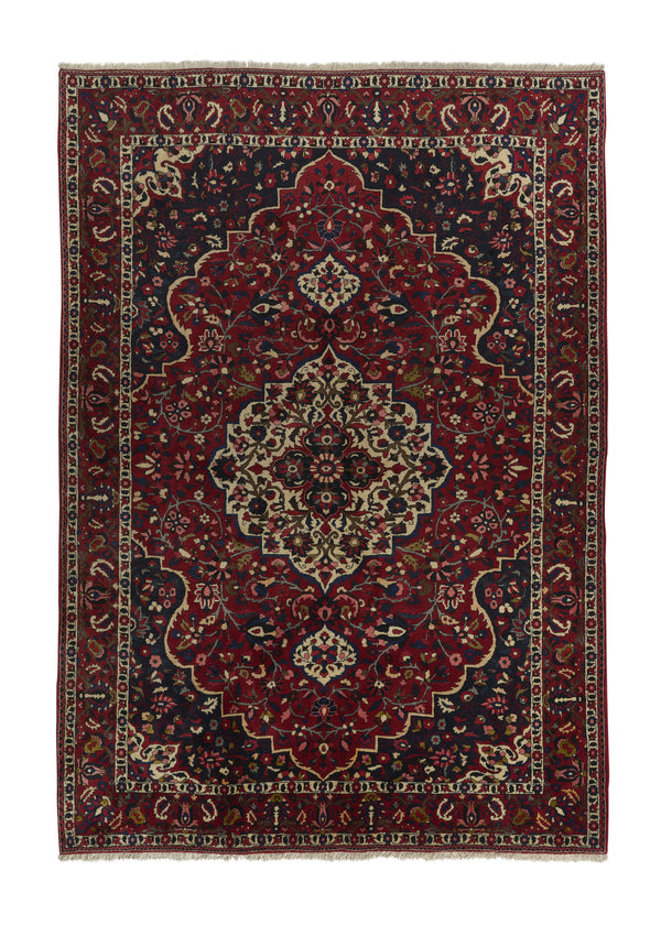 17665 Persian Rug Bakhtiari Handmade Area Tribal Vintage 7'3'' x 10'6'' -7x11- Red Floral Design