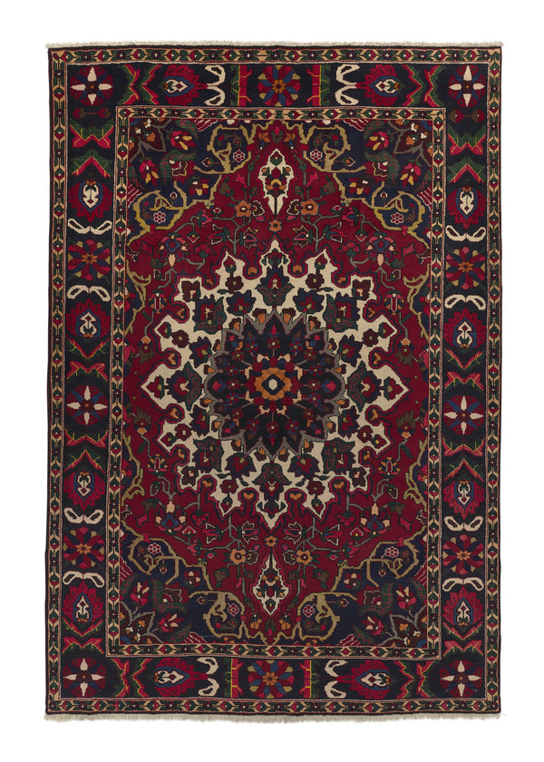 17686 Persian Rug Bakhtiari Handmade Area Tribal 6'9'' x 9'11'' -7x10- Red Floral Design