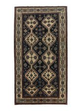 17699 Persian Rug Bakhtiari Handmade Area Runner Tribal Vintage 5'0'' x 10'6'' -5x11- Whites Beige Blue Geometric Design