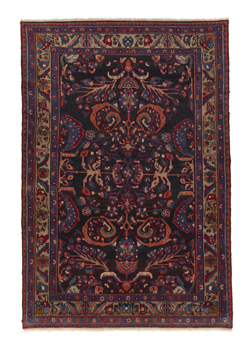 17700 Persian Rug Bakhtiari Handmade Area Tribal Vintage 5'11'' x 8'10'' -6x9- Blue Orange Geometric Design