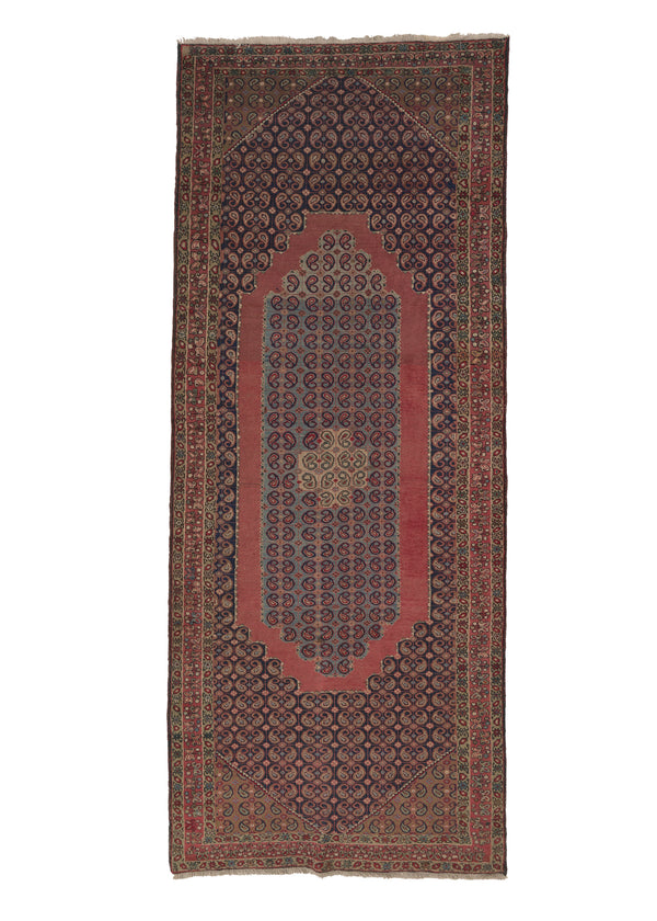17703 Persian Rug Khoy Handmade Area Traditional Vintage 4'7'' x 11'2'' -5x11- Red Blue Paisley Boteh Design