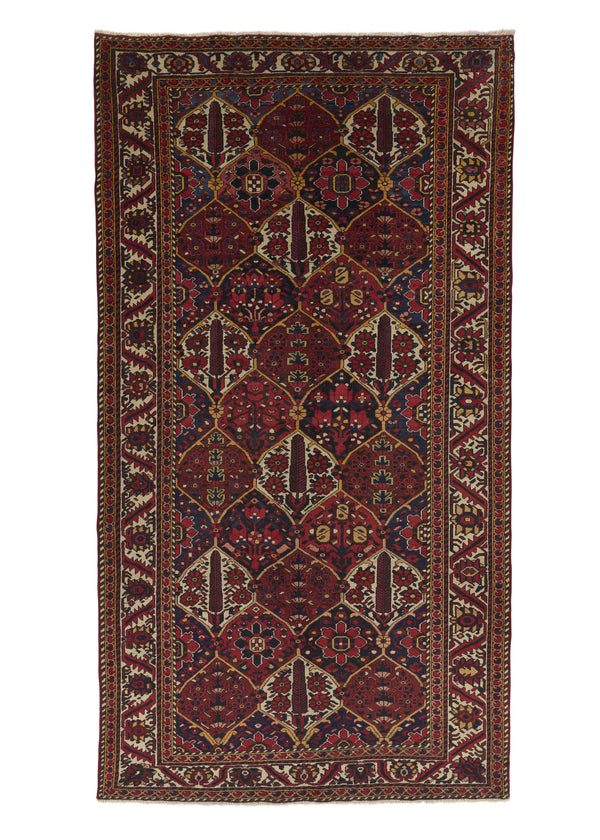 17709 Persian Rug Bakhtiari Handmade Area Tribal Vintage 5'7'' x 10'3'' -6x10- Red Garden Design