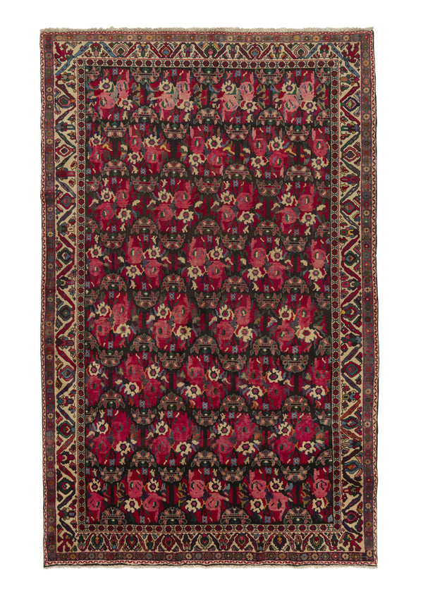 17713 Persian Rug Bakhtiari Handmade Area Tribal 5'11'' x 9'4'' -6x9- Red Pink Geometric Design