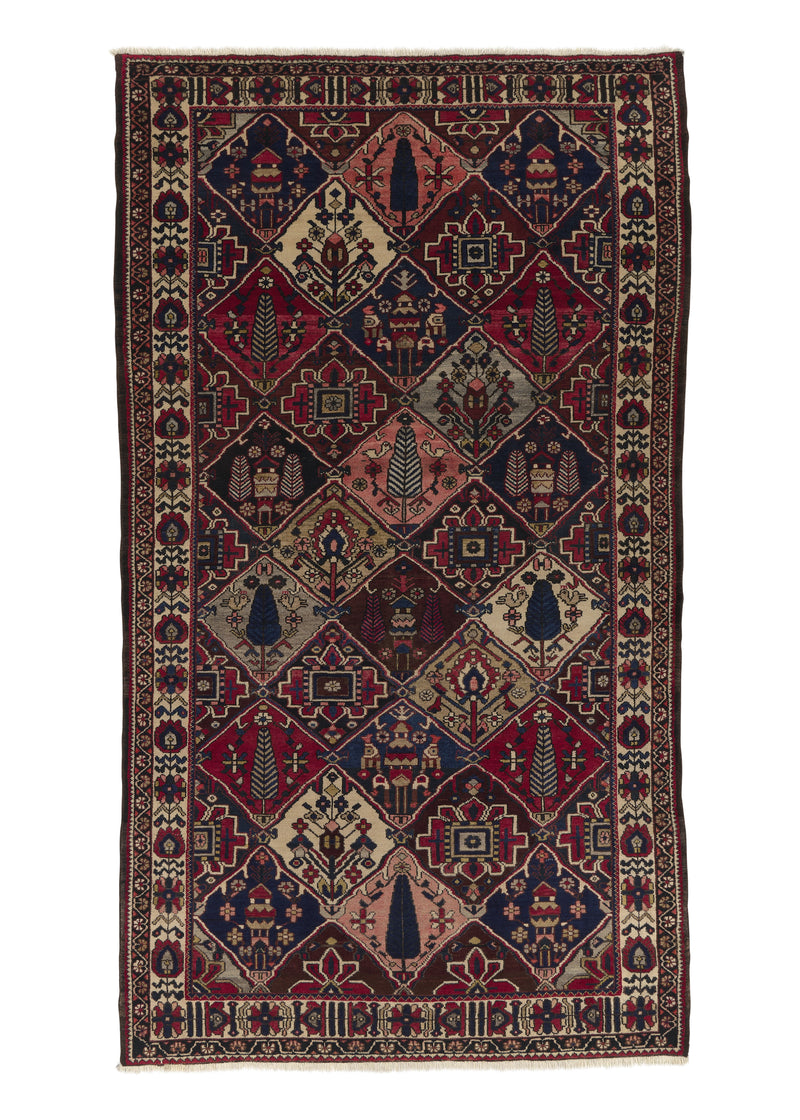 17717 Persian Rug Bakhtiari Handmade Area Tribal Vintage 5'5'' x 10'0'' -5x10- Red Garden Design