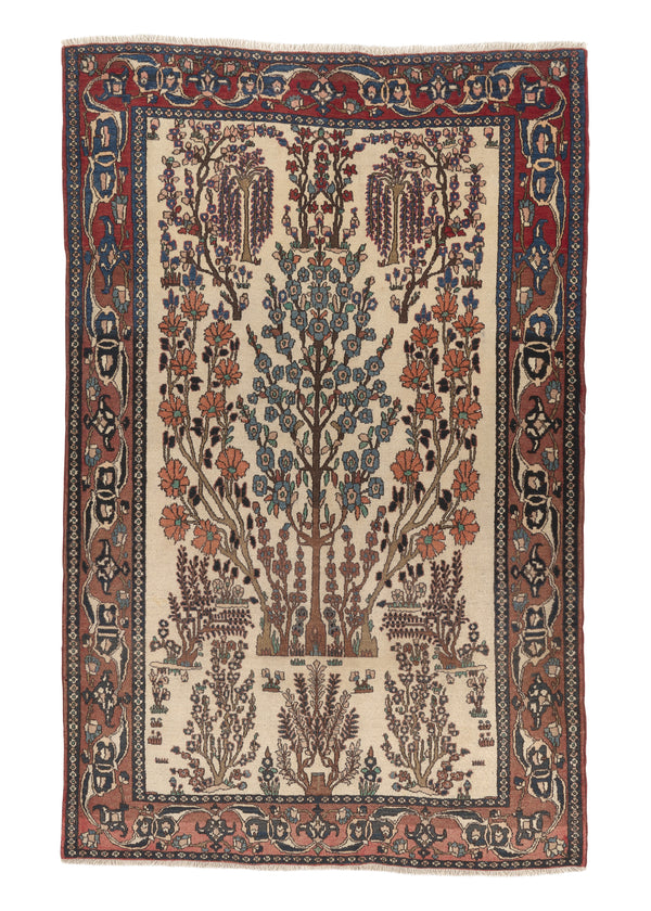 17732 Persian Rug Bakhtiari Handmade Area Tribal 4'9'' x 7'1'' -5x7- Red Whites Beige Tree of Life Design